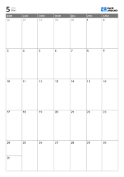 Calendrier mensuel au format 7 colonnes × 5 lignes – modèle de calendrier mensuel (Vertical).