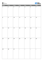 Calendario mensual en un formato de 7 columnas × 5 filas – plantilla de calendario mensual (Vertical).