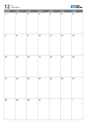 Calendário mensal em grade 7 colunas × 5 linhas – modelo (Vertical).