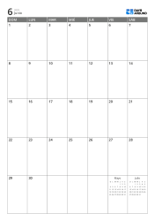 Calendario mensual 7 columnas × 5 filas con mini calendarios del mes anterior y siguiente en los espacios libres – plantilla de calendario mensual (Vertical).