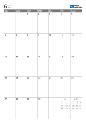 Calendrier mensuel 7 colonnes × 5 lignes avec mini-calendriers du mois précédent et suivant affichés dans les espaces libres – modèle (Vertical).