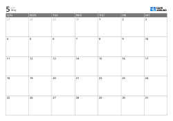 A monthly calendar in a 7-column × 5-row layout – monthly calendar template (Horizontal).