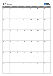 Modelo de calendário mensal vertical com início na segunda-feira – calendário imprimível com layout fixo de 6 semanas