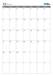 Modelo de calendário mensal vertical com início na segunda-feira – calendário imprimível com layout fixo de 6 semanas