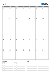 नीचे इवेंट और नोट्स सेक्शन वाला पोर्ट्रेट मासिक कैलेंडर टेम्पलेट