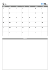 Minimalistischer Monatskalender (Montagsbeginn) mit Notizbereich unten