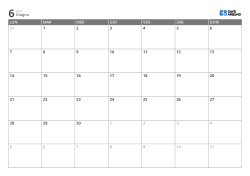Modello di calendario mensile orizzontale con inizio di lunedì – calendario stampabile con layout fisso di 6 settimane