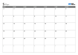 Modello di calendario mensile orizzontale con inizio di lunedì – calendario stampabile con layout fisso di 6 settimane