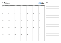 Modello di calendario mensile orizzontale con una griglia mensile 7×5 a sinistra e uno spazio note a righe a destra.