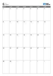 Calendario mensile stampabile con layout a tabella ottimizzato 7 colonne × 4–6 righe (verticale)