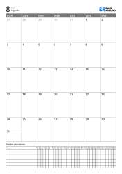 Modello planner verticale con calendario mensile e tracker giornaliero, controlla impegni e abitudini per data