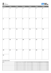 Modelo de planner vertical com calendário mensal e rastreador diário, marque agenda e hábitos por data