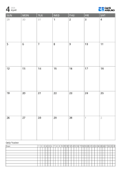 Portrait planner template with monthly calendar and daily tracker, check schedules and habits by date