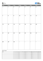 Portrait planner template with monthly calendar and daily tracker, check schedules and habits by date