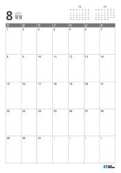 상단 우측에는 전월·익월 미니 달력, 하단에는 7×5의 월간 달력을 배치한 월간 달력 템플릿(세로)