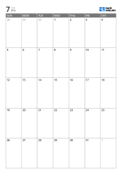 Portrait monthly calendar template with a traditional table layout
