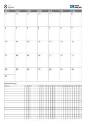Calendario mensual vertical con tracker diario ampliado – planificador mensual para metas y rutinas