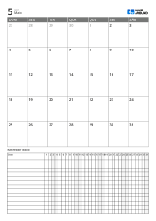 Calendário mensal vertical com tracker diário ampliado – planejador mensal para metas e rotinas
