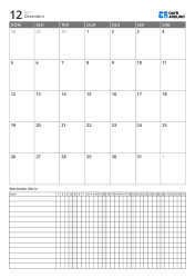 Calendário mensal vertical com tracker diário ampliado – planejador mensal para metas e rotinas