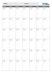 Calendario mensile verticale da compilare a mano con caselle arrotondate, scelta tra inizio domenica o lunedì e layout da 5 o 6 settimane