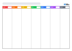 Agenda hebdomadaire paysage non daté avec 7 jours identifiés par couleur et de grands espaces d’écriture pour organiser la semaine