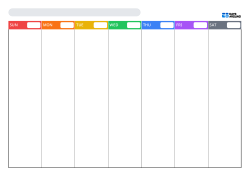 Undated landscape weekly planner with 7 color-coded weekdays and generous writing space for organizing weekly schedules and tasks