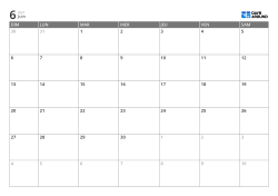 Modèle de calendrier mensuel sur 6 semaines avec cases élargies en semaine et week-end réduit, calendrier imprimable