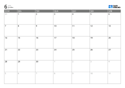 Modelo de calendário mensal de 6 semanas com dias úteis ampliados e fins de semana reduzidos, calendário para impressão