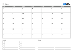 Calendario mensile in formato orizzontale con inizio lunedì e struttura a 6 settimane, con elenco eventi e area note in basso, come modello stampabile