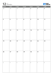 Calendário mensal em grade 7 colunas × 6 linhas – modelo (Vertical).