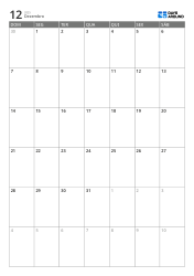 Calendário mensal em grade 7 colunas × 6 linhas – modelo (Vertical).