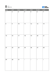 Okunabilirliği yüksek, notlar ve planlama için alan sunan 5 haftalık aylık takvim şablonu (dikey)