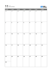 Plantilla de calendario mensual de 5 semanas con alta legibilidad y espacio para agenda y notas breves (vertical)
