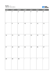 Plantilla de calendario mensual de 5 semanas con alta legibilidad y espacio para agenda y notas breves (vertical)