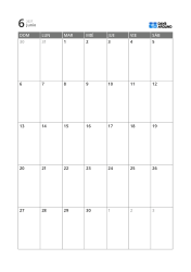 Plantilla de calendario mensual de 5 semanas con alta legibilidad y espacio para agenda y notas breves (vertical)