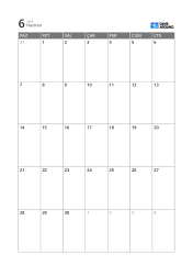 Okunabilirliği yüksek, notlar ve planlama için alan sunan 5 haftalık aylık takvim şablonu (dikey)