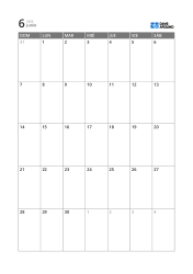 Plantilla de calendario mensual de 5 semanas con alta legibilidad y espacio para agenda y notas breves (vertical)