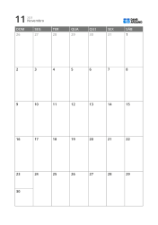 Modelo de calendário mensal de 5 semanas, fácil de ler, com espaço para compromissos e anotações (vertical)