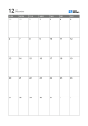 Highly readable 5-week monthly calendar template using date boxes and surrounding margins for notes (vertical)