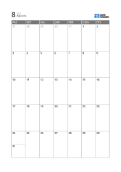 Okunabilirliği yüksek, notlar ve planlama için alan sunan 5 haftalık aylık takvim şablonu (dikey)