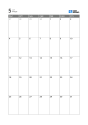 Okunabilirliği yüksek, notlar ve planlama için alan sunan 5 haftalık aylık takvim şablonu (dikey)