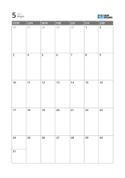 Plantilla de calendario mensual de 5 semanas con alta legibilidad y espacio para agenda y notas breves (vertical)