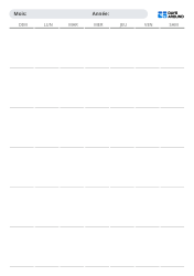 Modèle de calendrier mensuel sans dates au format portrait avec choix du début le dimanche ou le lundi et disposition sur 5 ou 6 semaines, offrant des espaces ouverts pour les notes et les tâches
