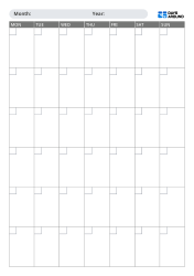 Write-in portrait monthly calendar template for printing with Sunday or Monday start options, flexible 5-week or 6-week layouts, and clear separation for dates and schedules