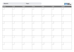 Write-in landscape monthly calendar template for printing with Sunday or Monday start options, flexible 5-week or 6-week layouts, and clear separation for dates and schedules