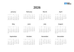 Year At A Glance Calendar