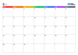 Monatskalender im Querformat mit farbigen Regenbogen-Wochentagen, großen Tagesfeldern ohne zusätzliche Ränder und übersichtlichem Layout für Monatsplanung und Notizen