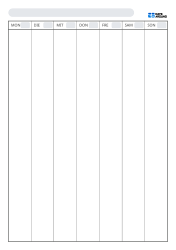 Datumsloser Wochenplaner im Hochformat mit frei beschriftbarem Titel und Datum, ausgestattet mit 7 Wochentag-Spalten für die Wochenplanung und geeignet für Arbeit, Studium und Alltag