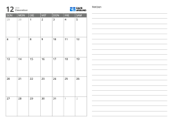 Monatskalendervorlage im Querformat mit einer 7×5-Monatsübersicht links und einem breiten linierten Notizbereich rechts.