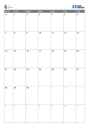 Plantilla de calendario mensual vertical de 6 semanas con días laborables ampliados, calendario imprimible para planificación laboral